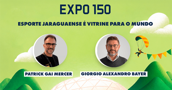 Cartaz da palestra Esporte jaraguaense é vitrine para o mundo.