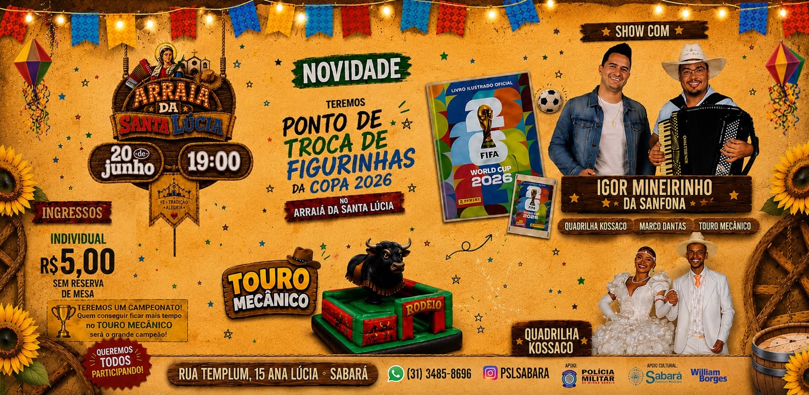 Festa Junina Paróquia Santa Lúcia 2026 - Sabará, MG