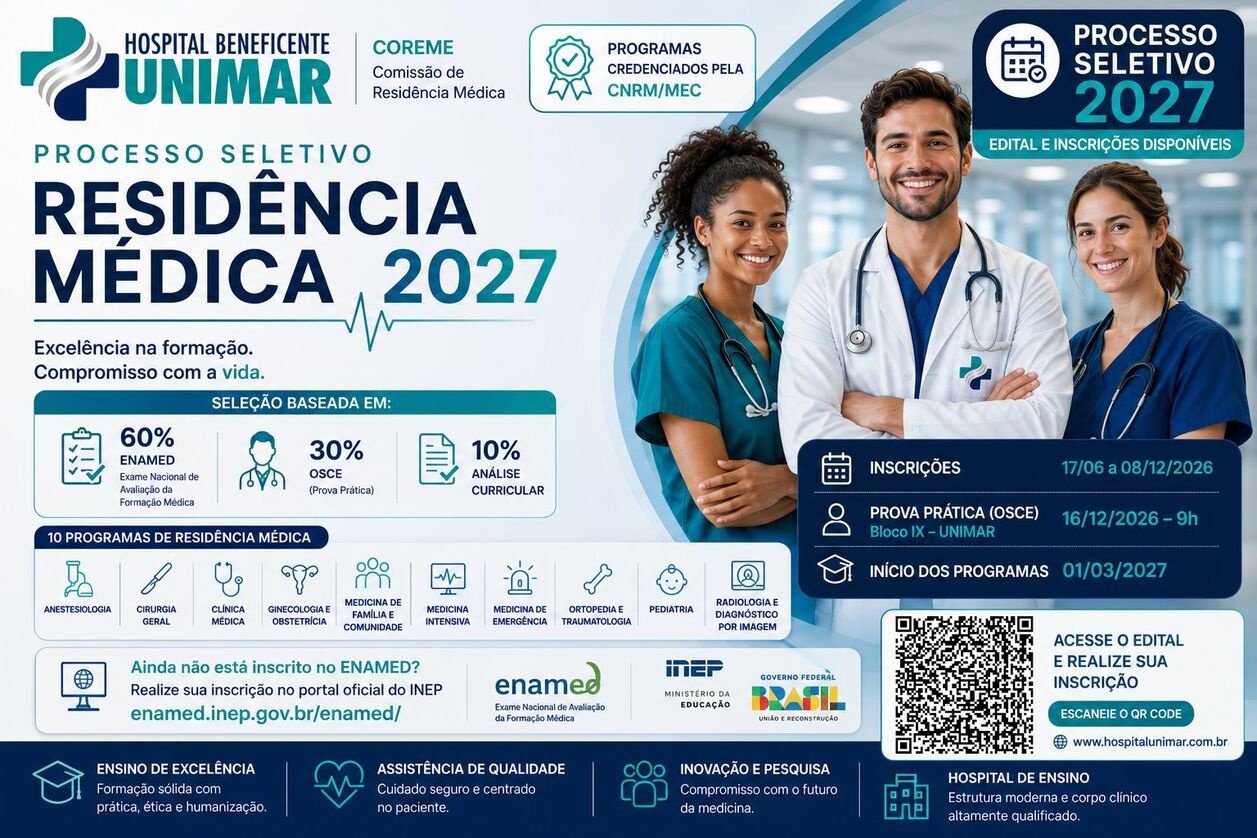 Processo Seletivo - Programas de Residência Médica 2027 | Hospital Beneficente Unimar