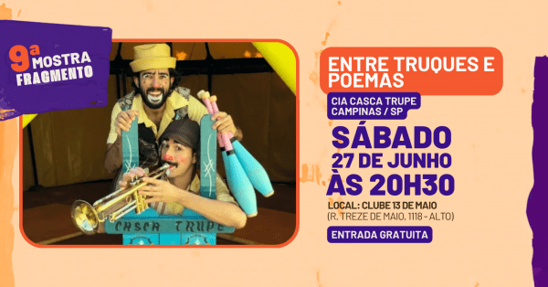 Imagem do evento 27/06 - Casca Trupe - entre truques e poemas
