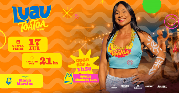 Imagem do evento LUAU TÔA TÔA - 17/07/2026 Sexta Feira