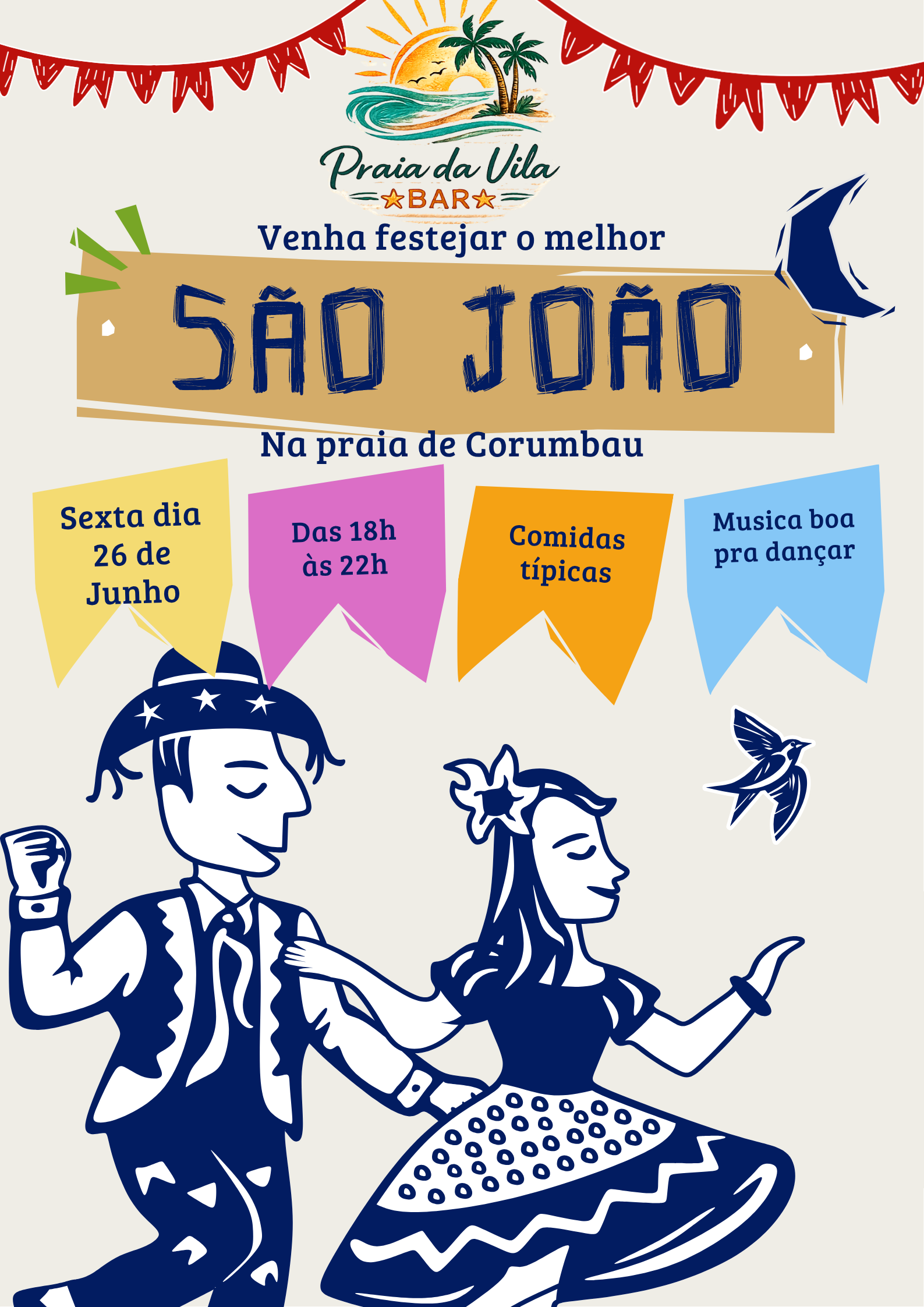 Arraiá no praia da Vila Bar - Prado, BA