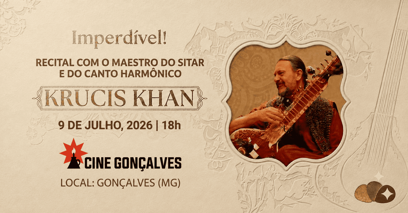 Krucis Khan - Recital com o maestro do Sitar e do canto harmônico - 09/07