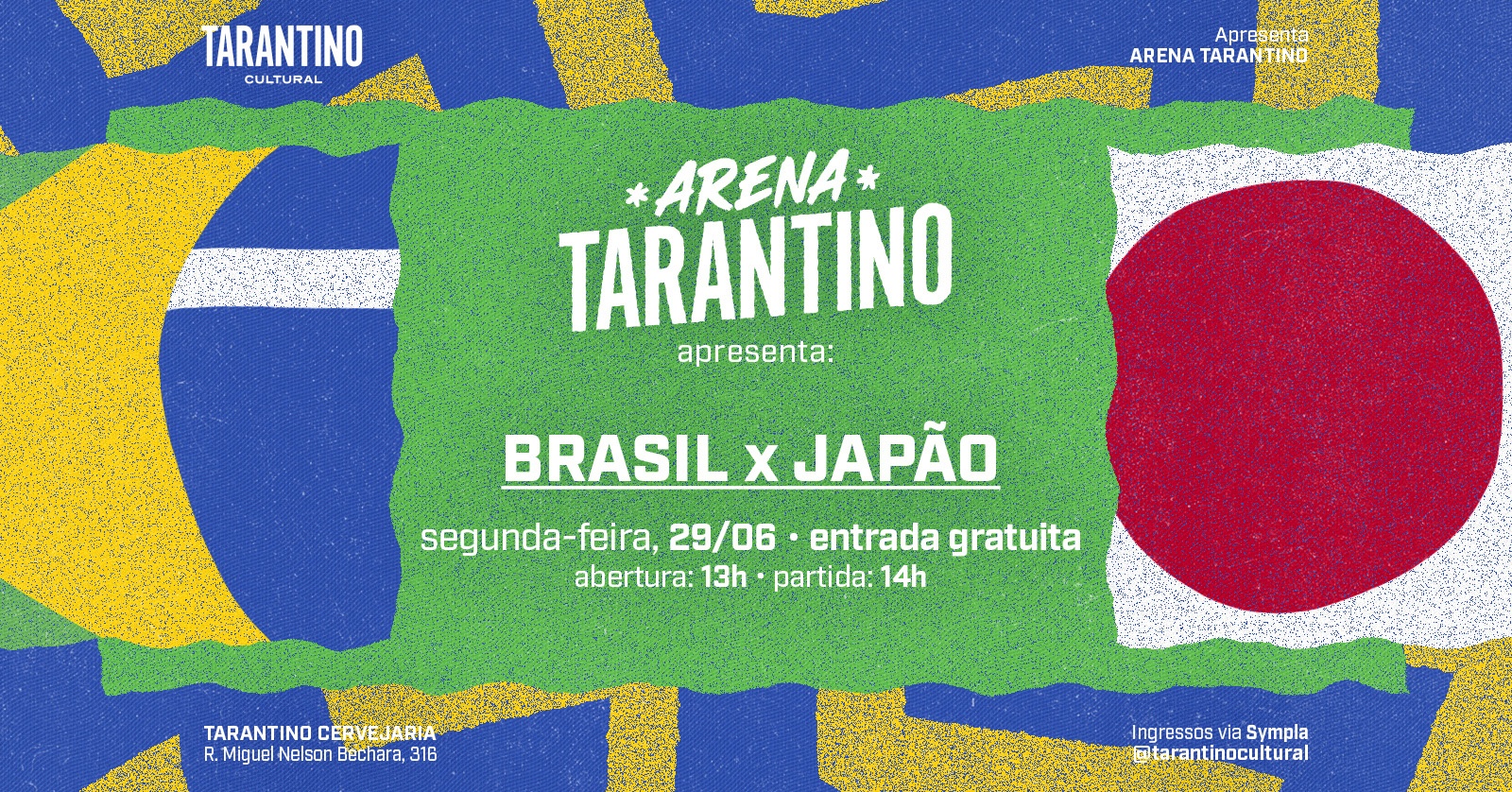 ARENA TARANTINO: Brasil x Japão (Entrada Gratuita) em São Paulo