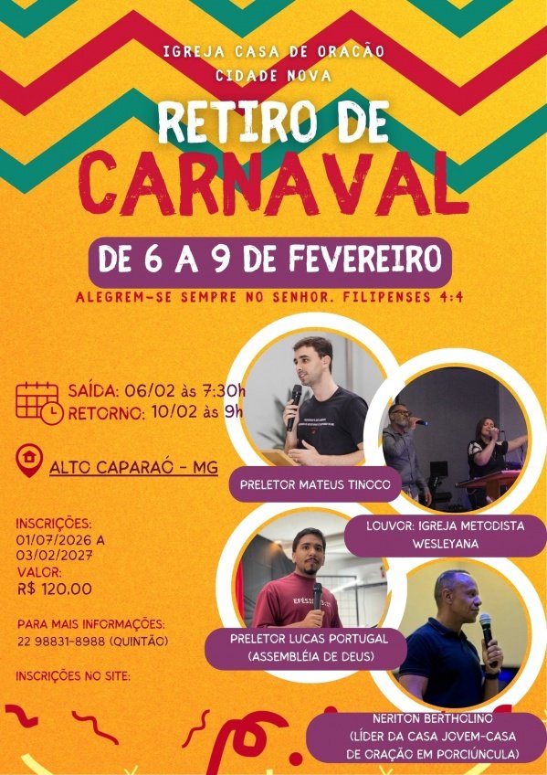 Imagem do evento RETIRO ESPIRITUAL DE CARNAVAL