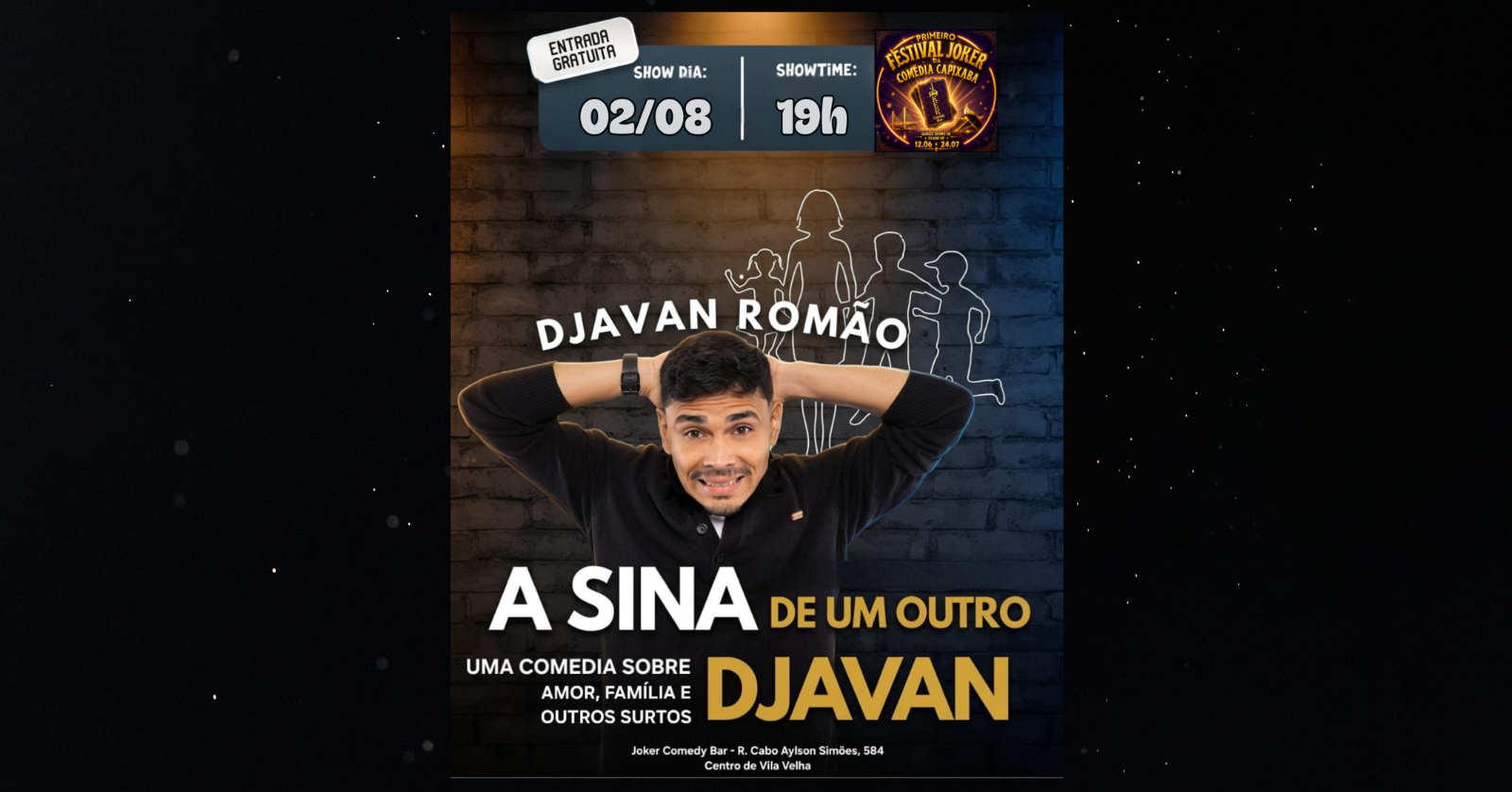 Djavan Romão - A Sina de um Outro Djavan - INGRESSOS GRATUITOS - Domingo 02 de Agosto às 19:00