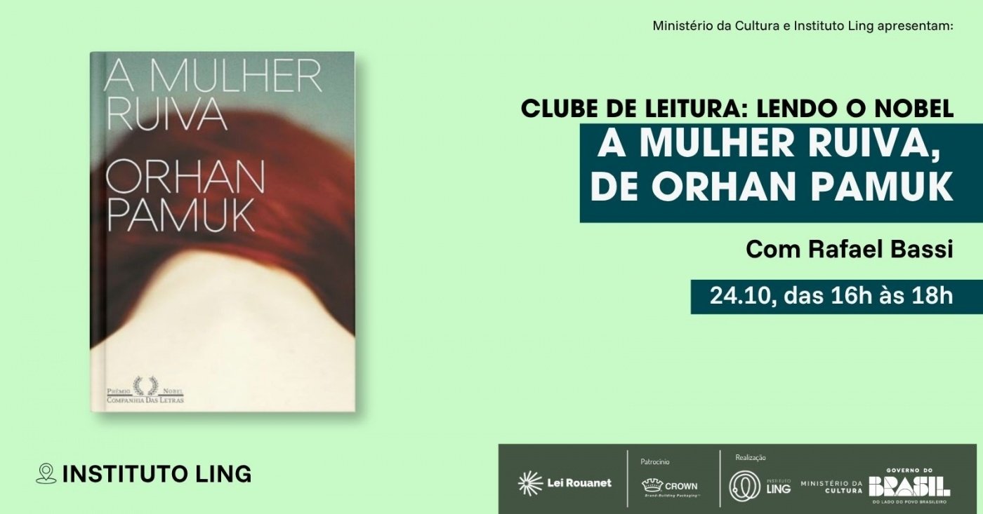 Source image — Clube de Leitura Lendo o Nobel, com Rafael Bassi | A mulher ruiva, de Orhan Pamuk