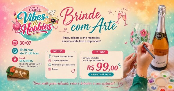 Imagem do evento Brinde com Arte - Vivência de pintura em taça