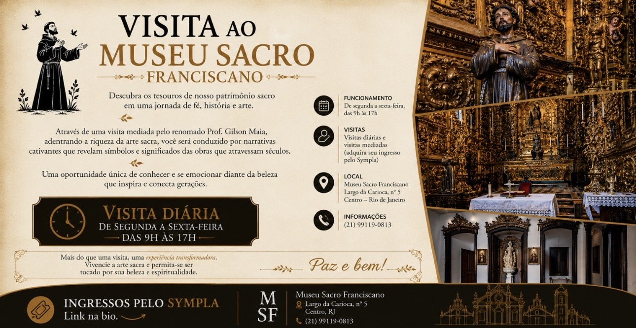 Entrada para visita ao Museu Sacro Franciscano