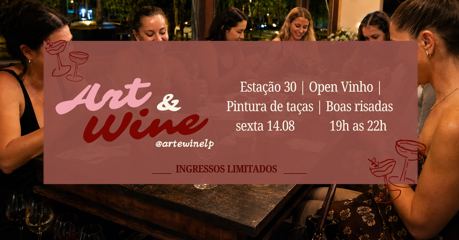 Art & Wine - Noite Open Vinho e Pinturas de Taça