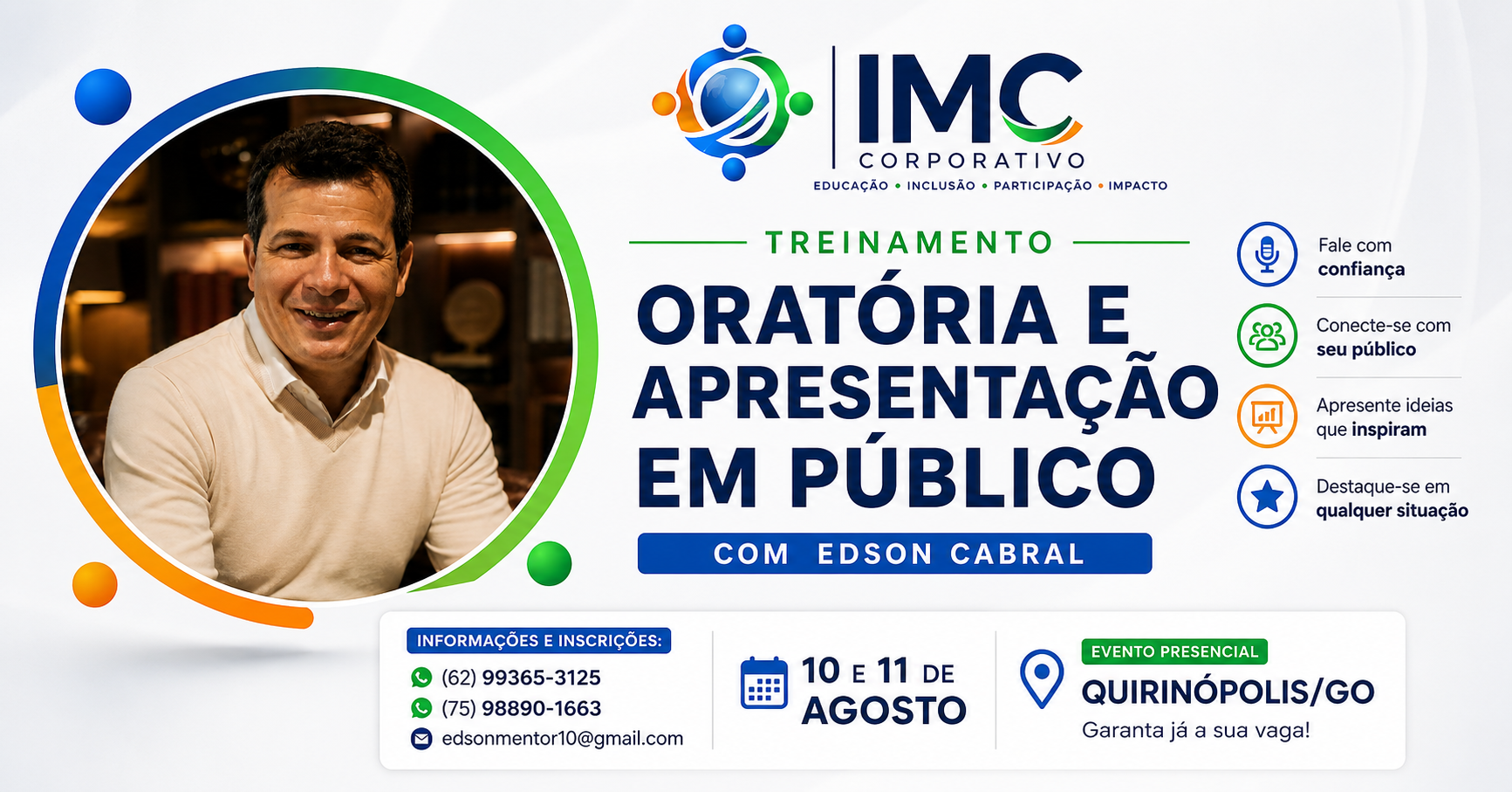TREINAMENTO - ORATÓRIA E APRESENTAÇÃO EM PÚBLICO (TURMA I)