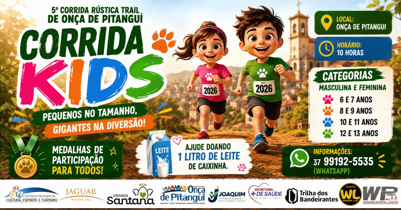 Corrida Kids Onça de Pitangui - Pequenos no tamanho, Gigantes na diversão