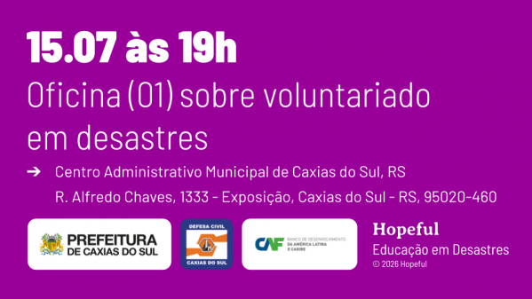 Imagem do evento Oficina Caxiense (01) sobre voluntariado  em desastres