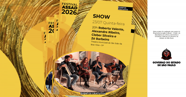 Imagem do evento Show Roberta Valente, Alexandre Ribeiro, Cleber Silveira e Zé Barbeiro | Festival Assad 2026