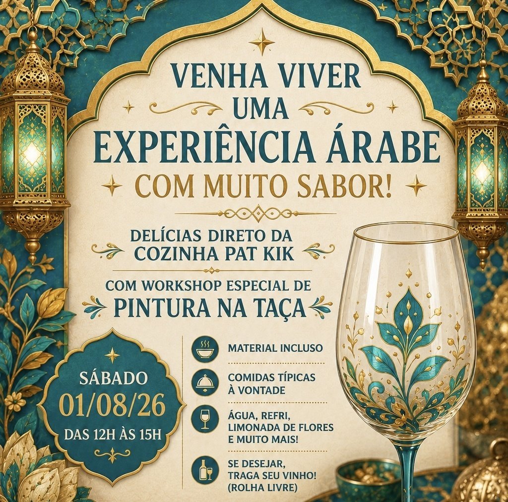 Almoço Especial árabe com Ateliê de pintura de Taça