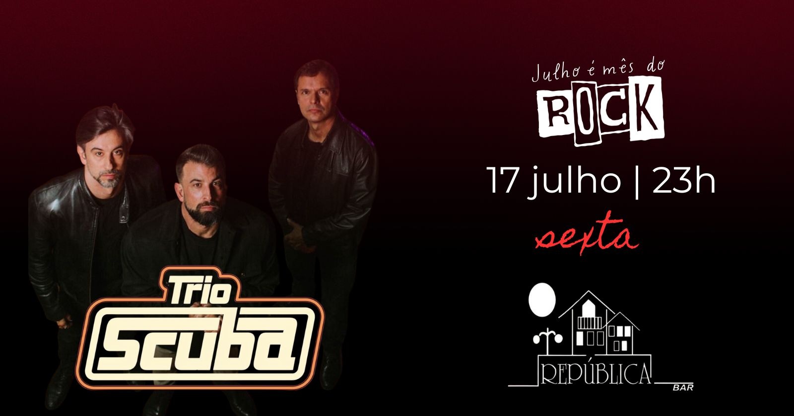 TRIO SCUBA no mês do ROCK - República Bar - Pouso Alegre, MG