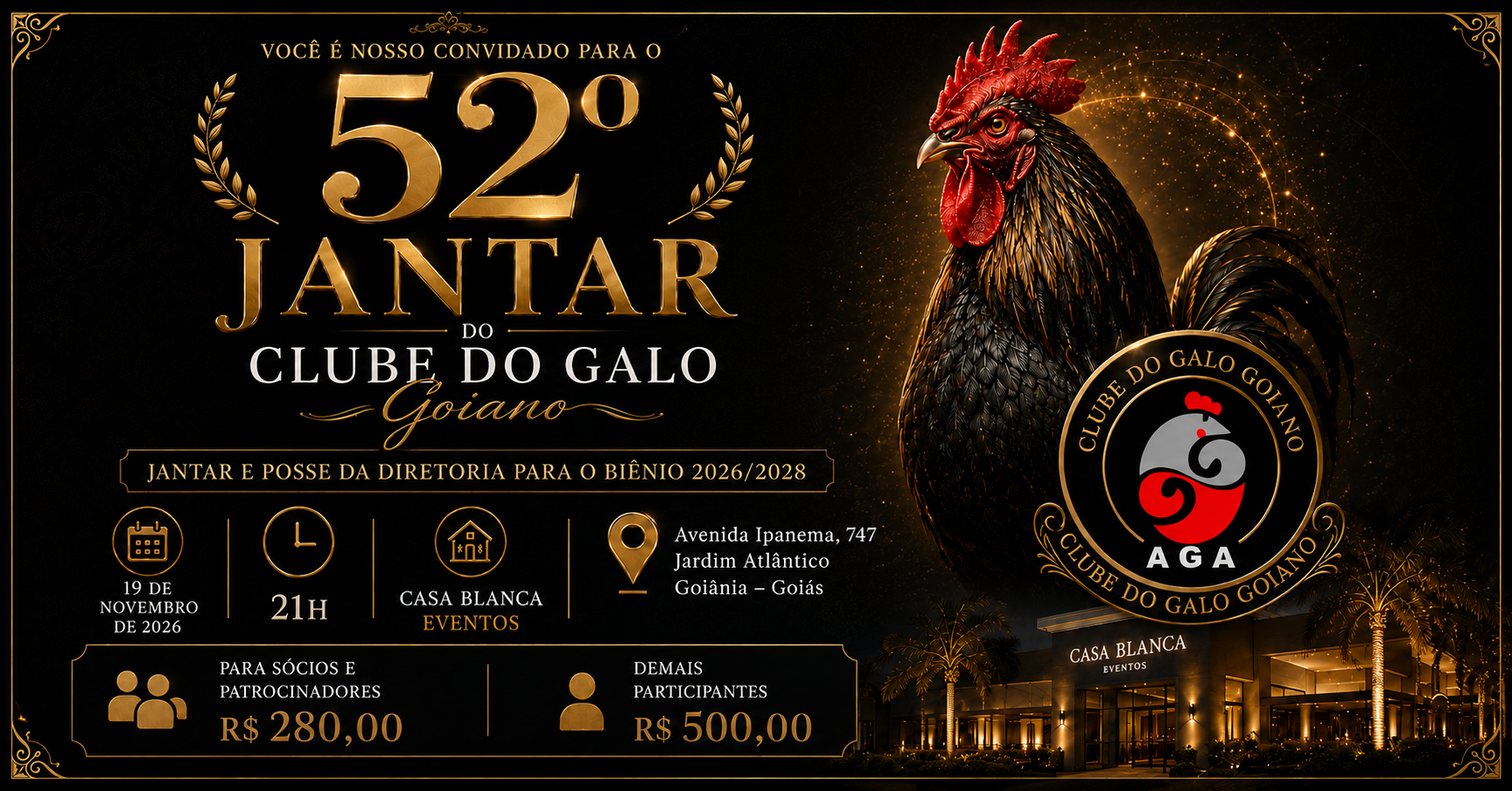 Jantar do Clube do Galo Goiano 2027