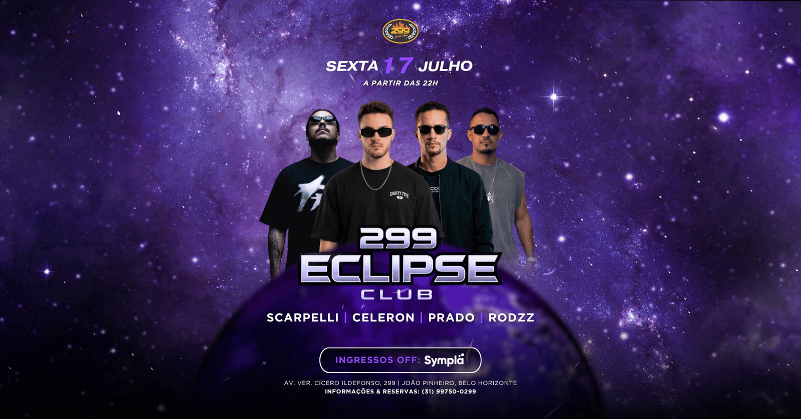 17-7 299 ECLIPSE CLUB em Belo Horizonte - Sympla
