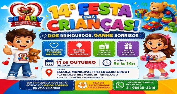 Imagem do evento SEMARV 14ª FESTA DAS CRIANCAS