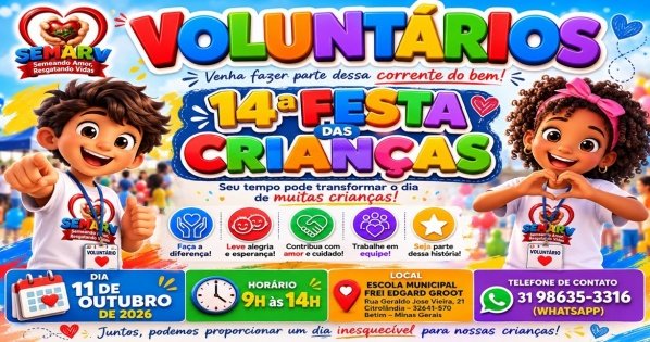Imagem do evento SEMARV Equipe de Voluntários – 14ª Festa das Crianças