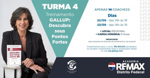 Imagem do evento TURMA 4 : TREINAMENTO - Descubra os seus Pontos Fortes - metodologia Gallup