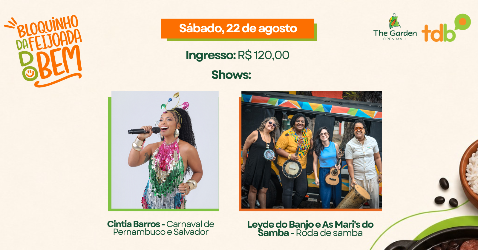 BLOQUINHO DA FEIJOADA DO BEM 2026: CINTIA BARROS E MARI'S DO SAMBA