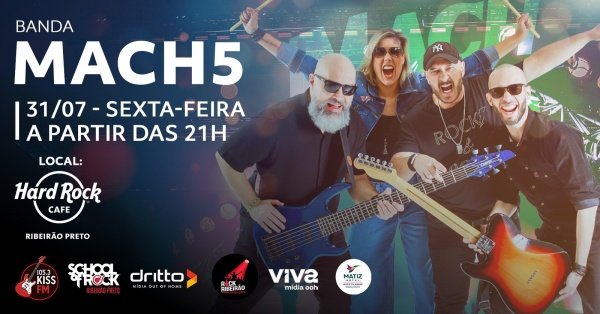 Mach5: Os Clássicos do Pop Rock no Hard Rock Cafe Ribeirão em