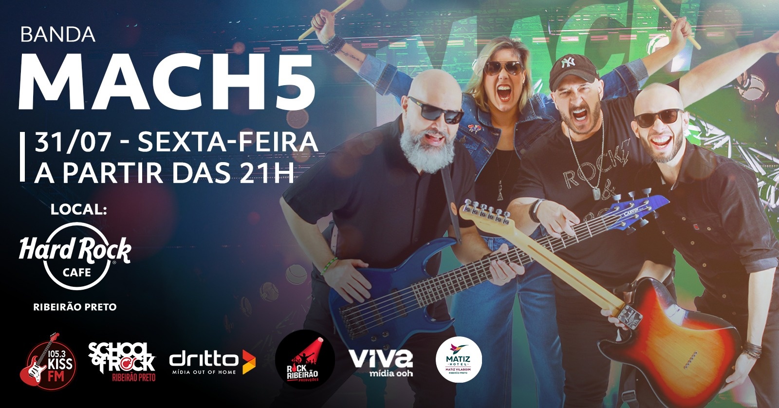Mach5: Os Clássicos do Pop Rock no Hard Rock Cafe Ribeirão - Ribeirão Preto, SP