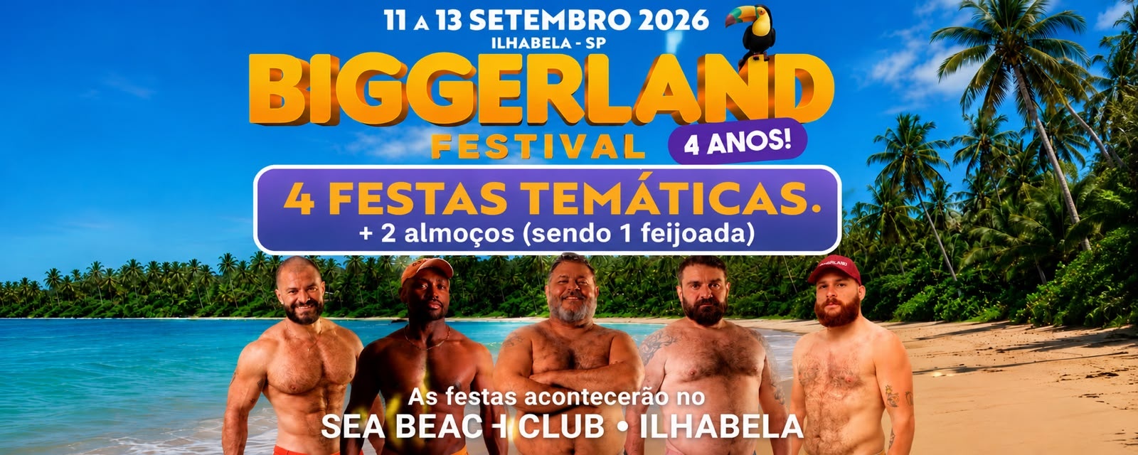 BIGGERLAND FESTIVAL - FESTAS AVULSAS + 2 ALMOÇOS - 11, 12 e 13 SETEMBRO - SEA CLUB - ILHABELA SP - Ilhabela, SP