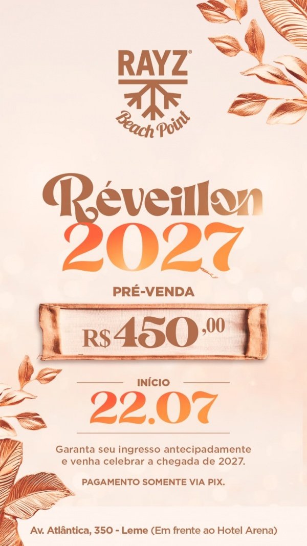 Imagem do evento REVEILLON QUIOSQUE RAYZ BEACH POINT 2027