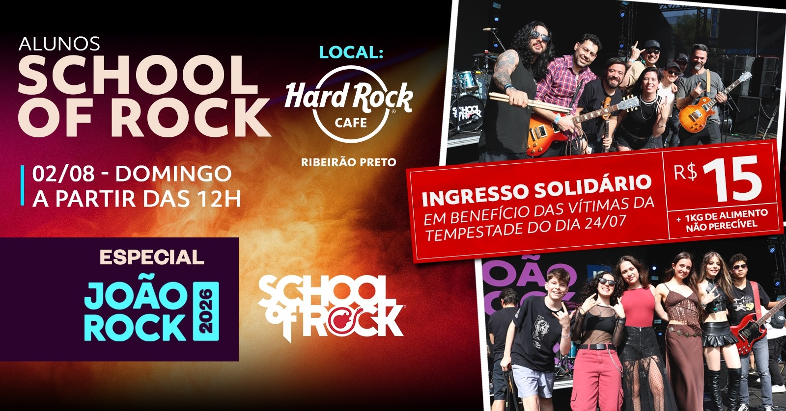 School of Rock: Especial João Rock 2026 no Hard Rock Cafe Ribeirão Preto - Ribeirão Preto, SP