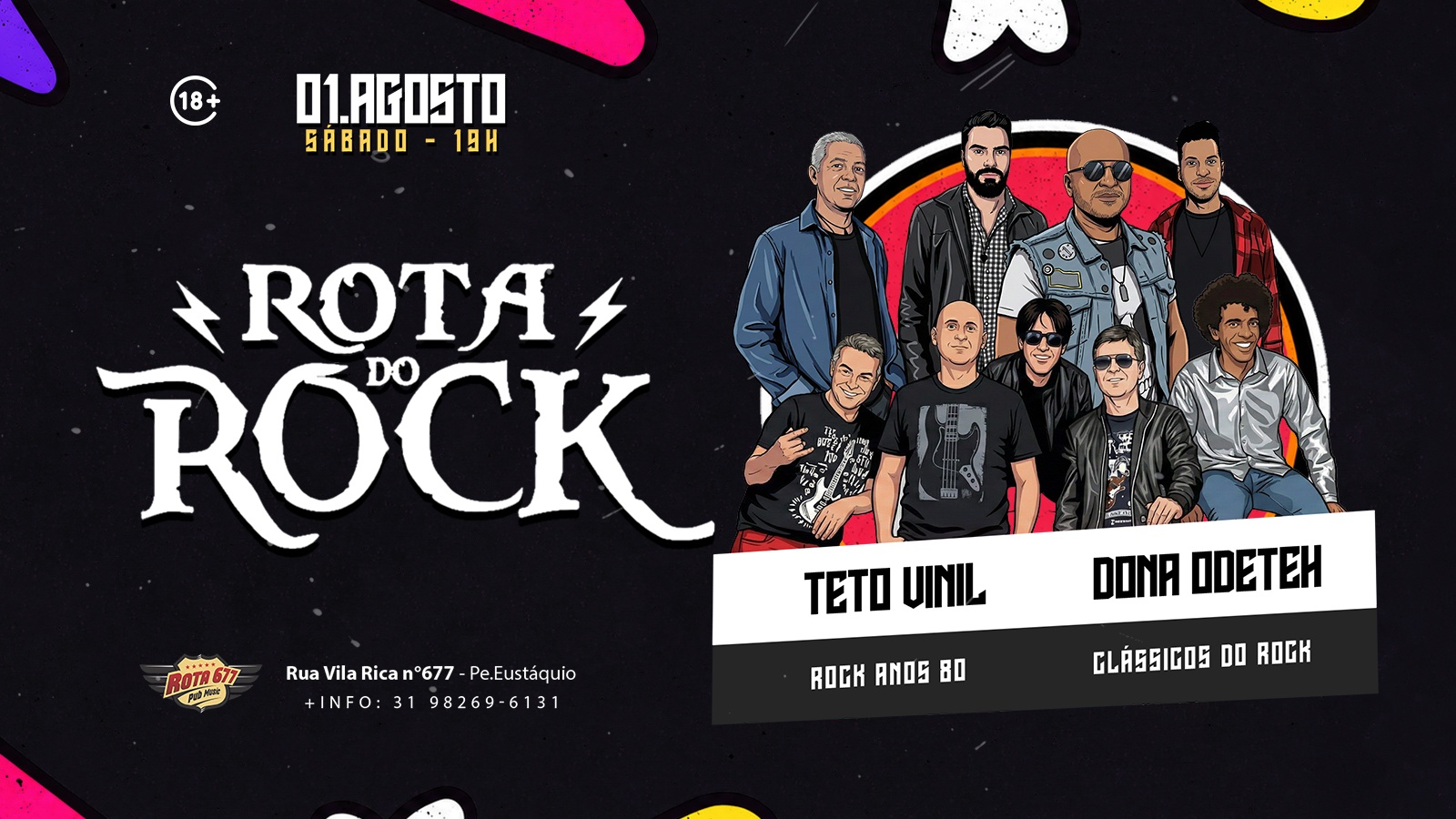 ROTA DO ROCK |TETO VINIL & DONA ODETEH|01/08 |19H - Belo Horizonte, MG