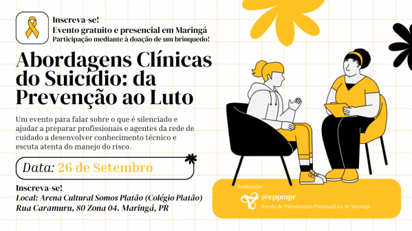 Imagem do evento Evento Gratuito EPPM: Abordagens Clínicas do Suicídio: da Prevenção ao Luto