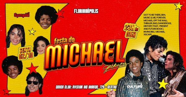 Imagem do evento ESTREIA: Festa do Michael Jackson em FLORIANÓPOLIS - Av. Rio Branco, 729 (Conca Club)