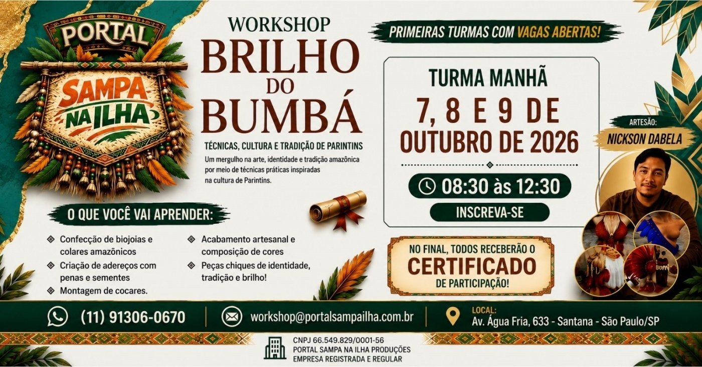 Imagem publicada pela fonte para Workshop Brilho do Bumbá