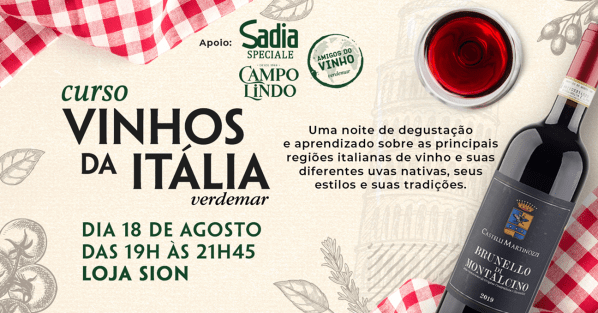 Imagem do evento Curso de Vinhos - Vinhos da Itália Verdemar (Sion)