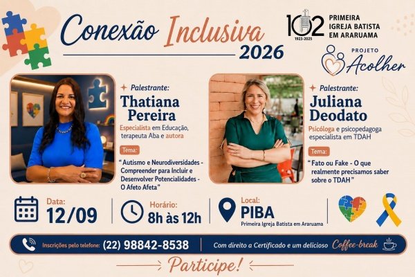 Imagem do evento Conexão Inclusiva 2026 (Inscreva-se em APENAS UMA palestra)