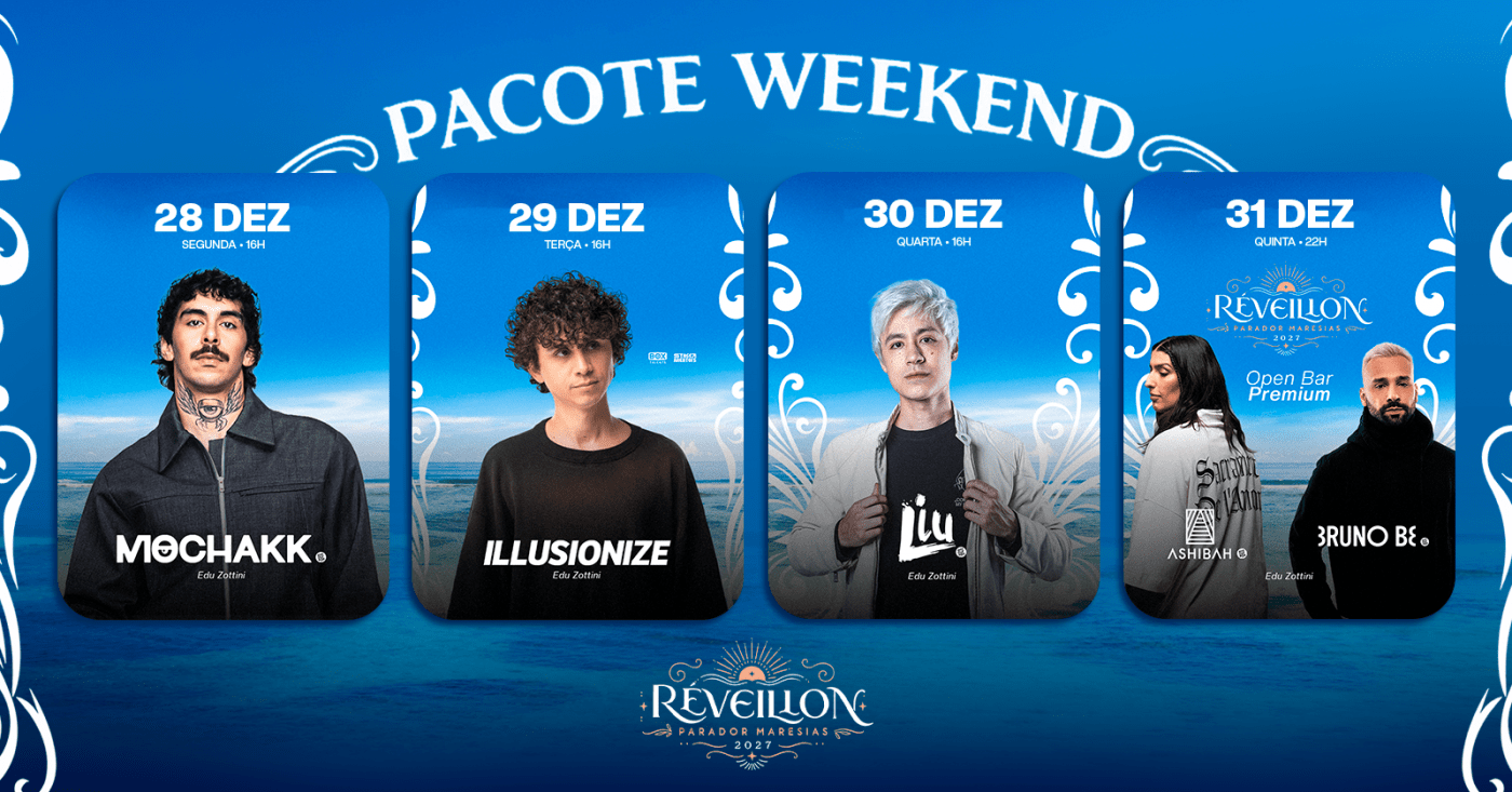 Flyer: PARADOR MARESIAS | RÉVEILLON 2027 | PACOTE 28, 29, 30 E 31/12