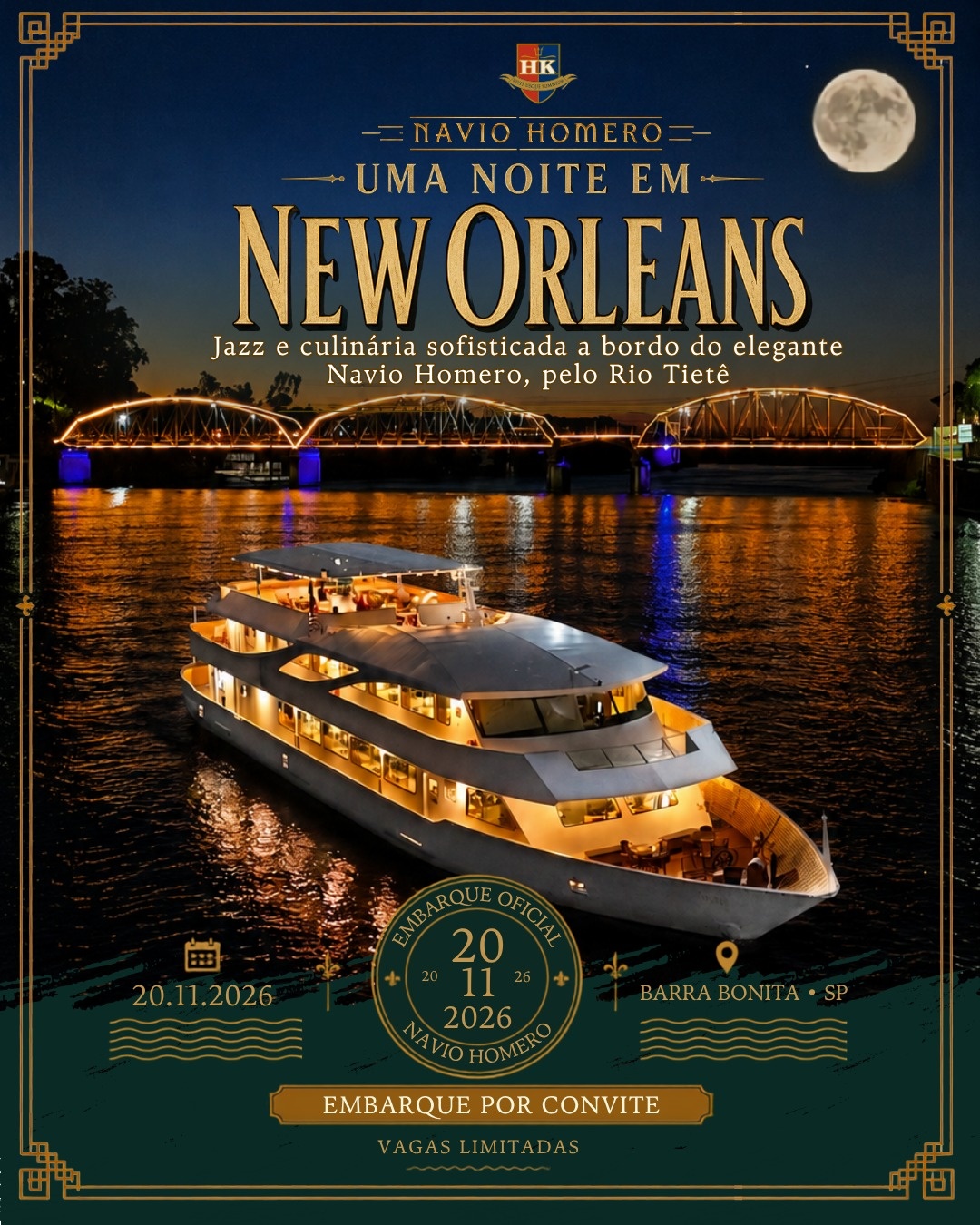 CRUZEIRO TEMÁTICO : UMA NOITE EM NEW ORLEANS - **Ritmos do Mississippi* - Barra Bonita, SP