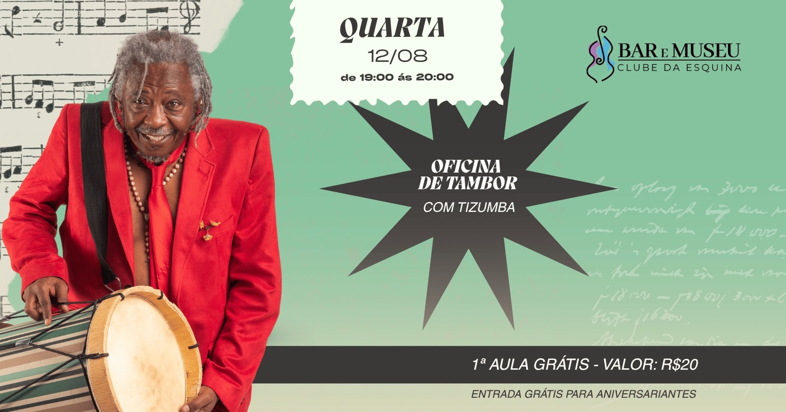 OFICINA DE TAMBOR COM O MESTRE MAURICIO TIZUMBA