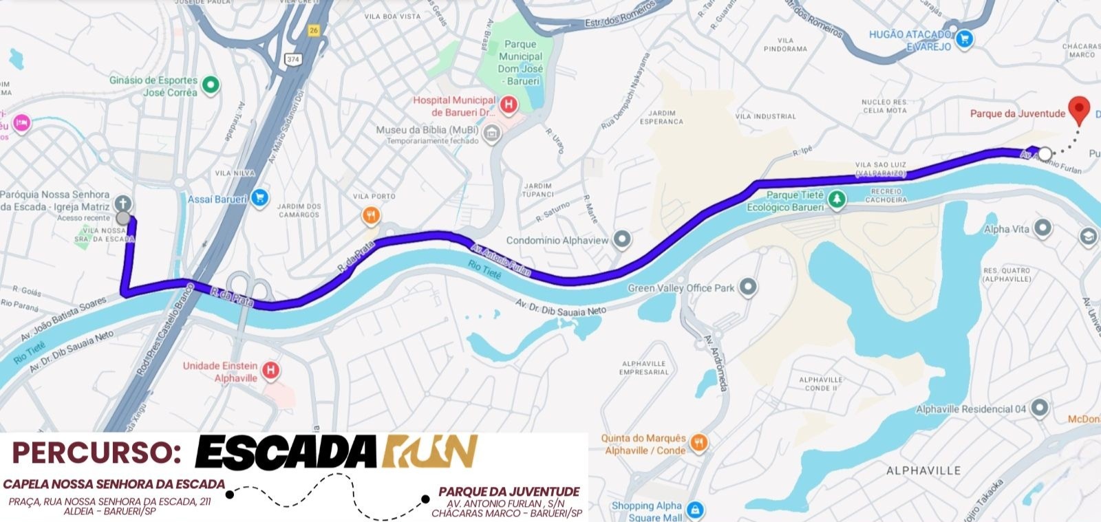 Imagem 4 com mapa do percurso da corrida