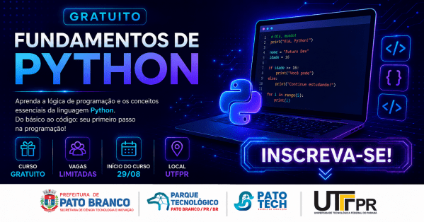 Imagem do evento Curso Gratuito - Fundamentos de Python |UTFPR +  PatoTech