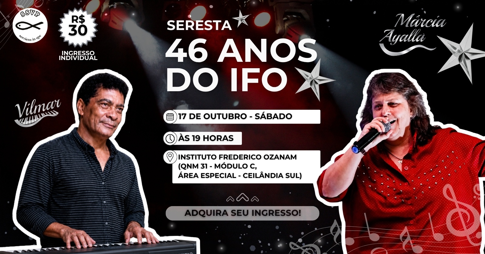 Imagem da fonte — SERESTA - 46 ANOS DO INSTITUTO FREDERICO OZANAM (EVENTO BENEFICENTE)