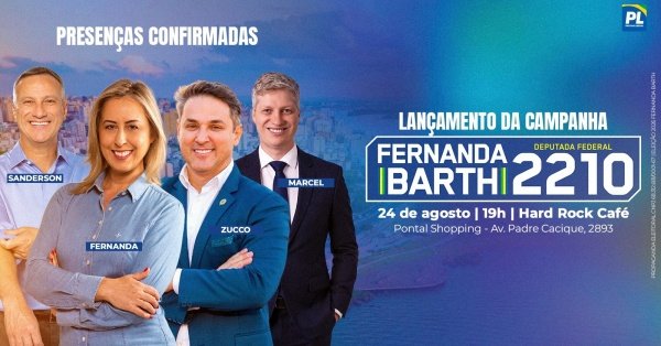 Imagem do evento Lançamento da campanha Fernanda Barth Deputada Federal