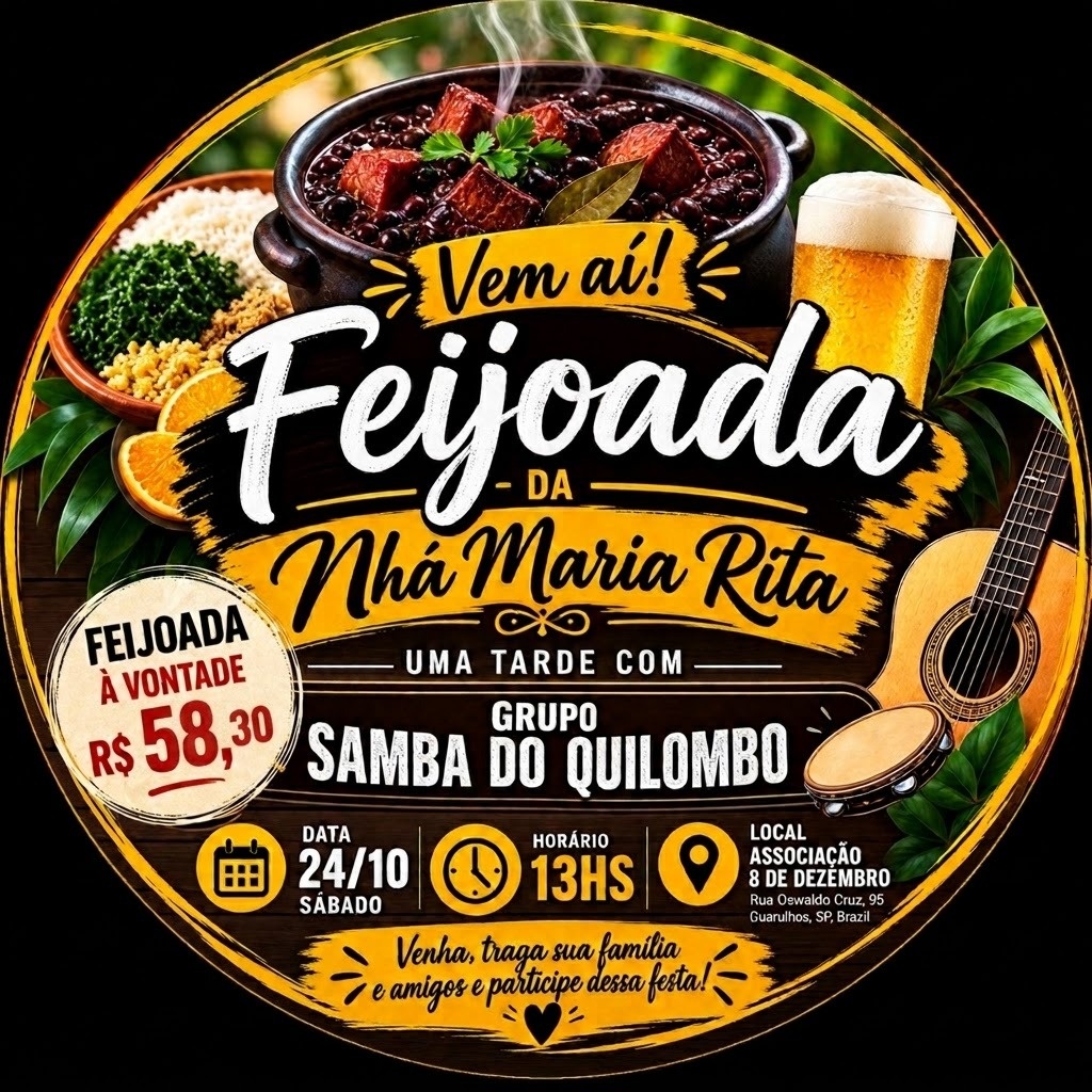 FEIJOADA BENEFICENTE E SAMBA AO VIVO - Guarulhos, SP