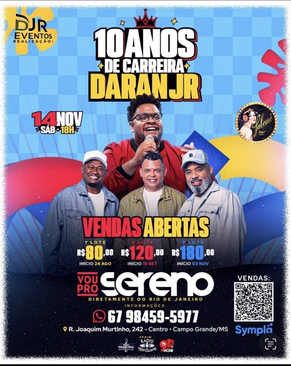 Imagem do evento 10 anos carreira Daran Junior