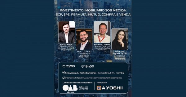 Imagem do evento Investimento imobiliário sob medida: SCP, SPE, permuta, mútuo, compra e venda