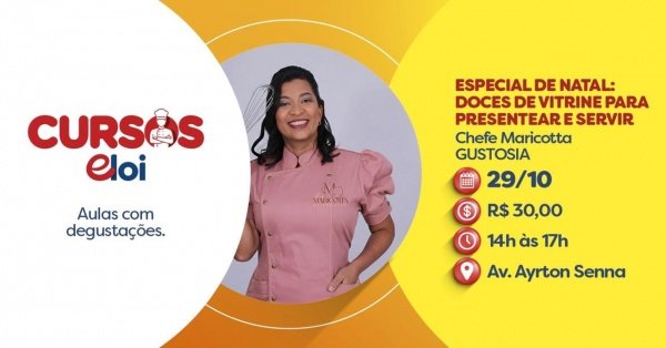 Imagem do evento ESPECIAL DE NATAL: DOCES DE VITRINE PARA PRESENTEAR E SERVIR