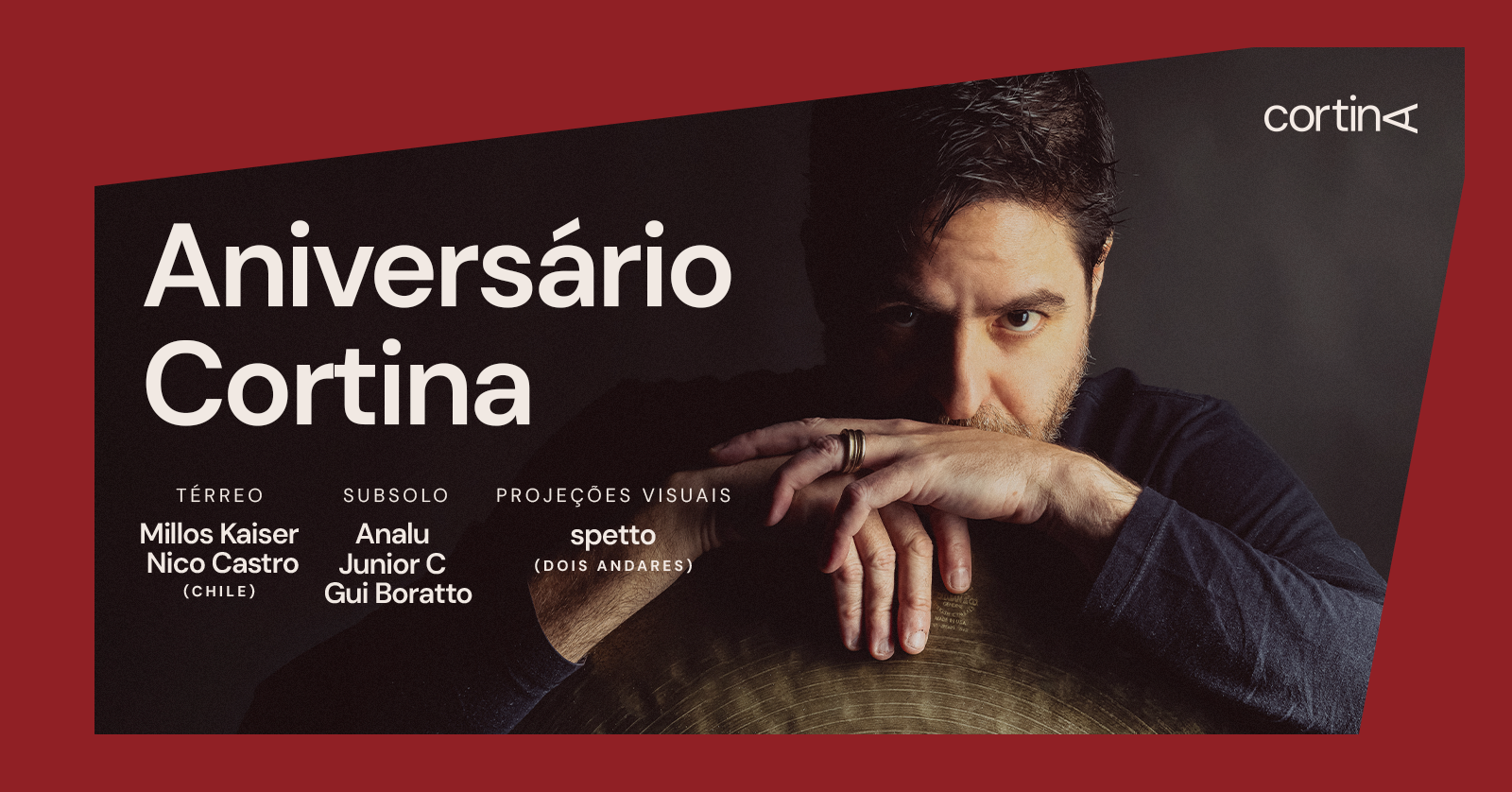 Capa do evento: Gui Boratto, Junior C e Analu | Aniversário do Cortina | 12 de Setembro