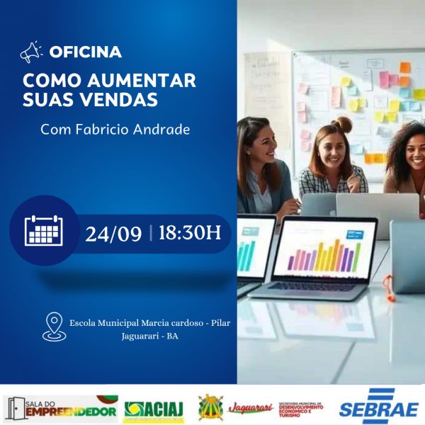 Imagem do evento OFICINA: COMO AUMENTAR SUAS VENDAS
